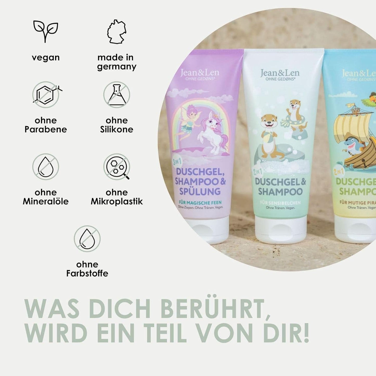 Jean & Len 2 in1, Duschgel und Shampoo für empfindliche Kinder, 200 ml Dusche und Bad Naty Shop