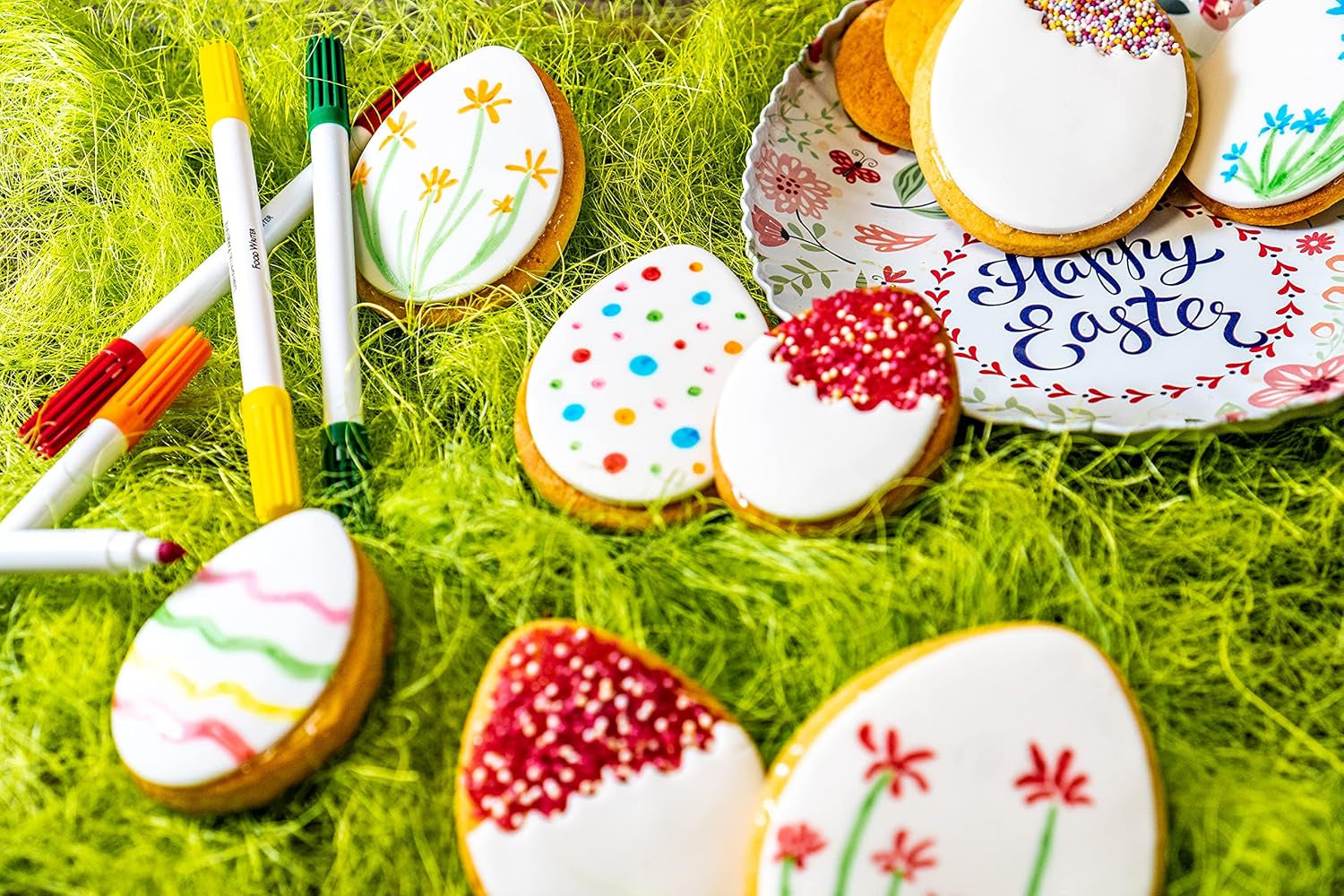 RUF Lebensmittelfarbstifte, Set mit 8 sicheren Lebensmittelfarbstiften zum Malen und Schreiben auf Fondant und Ähnlichem. Zuckerstifte mit je 2 Spitzen