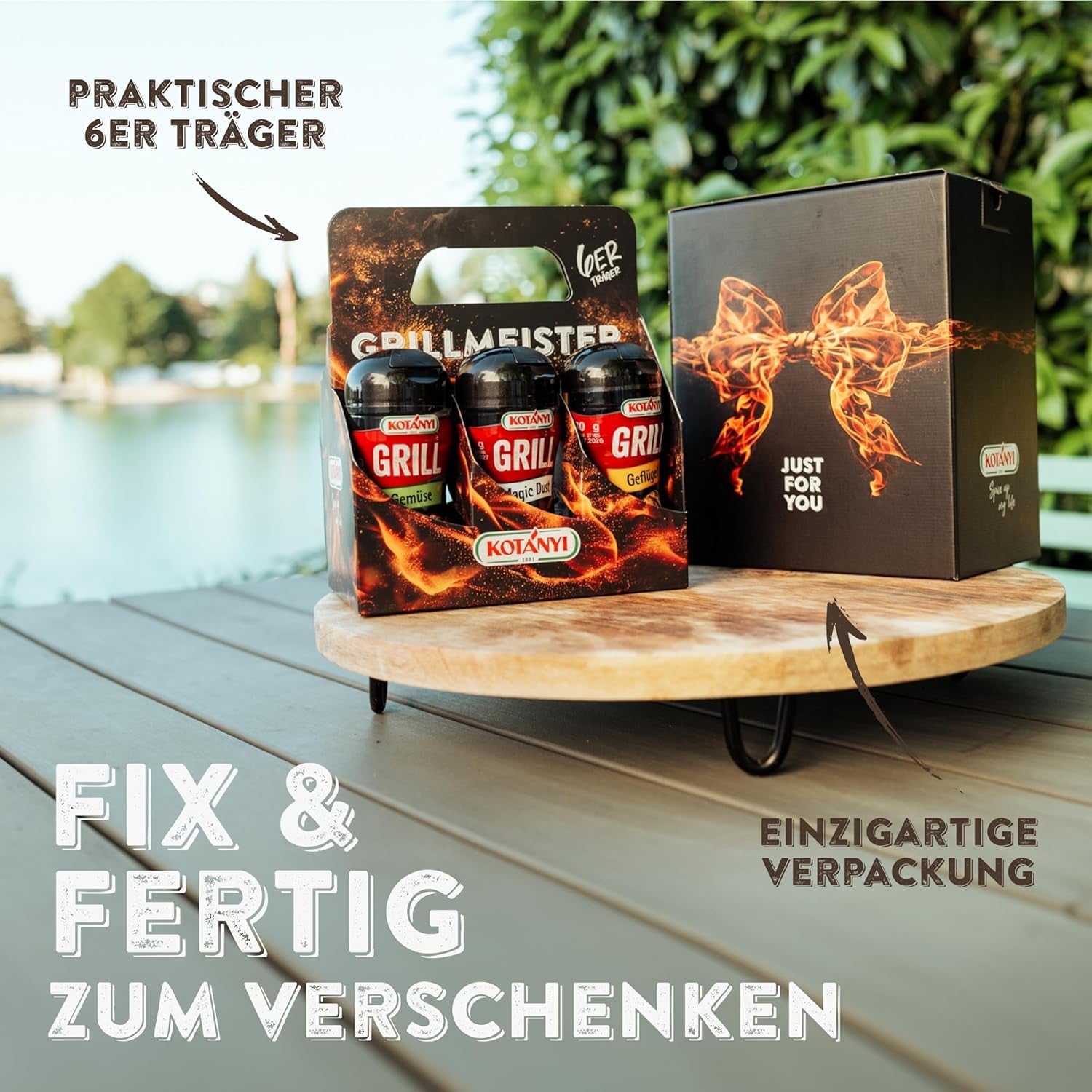 KOTÁNYI Grillgewürz-Geschenkset – 6er-Träger – Geschenke für Männer – Grillzubehör & Gewürzset für jedes BBQ – Grillzubehör inkl. Magic Dust - [Jetzt Geburtstagsgeschenk für Männer bestellen!]