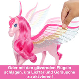 Barbie A Hidden Magic Pegasus – interaktives Spielzeug mit Lichtern und Geräuschen, 10 Zubehörteile, Regenbogenflügel, für Kinder ab 3 Jahren, HLC41 Naty Shop Dolls