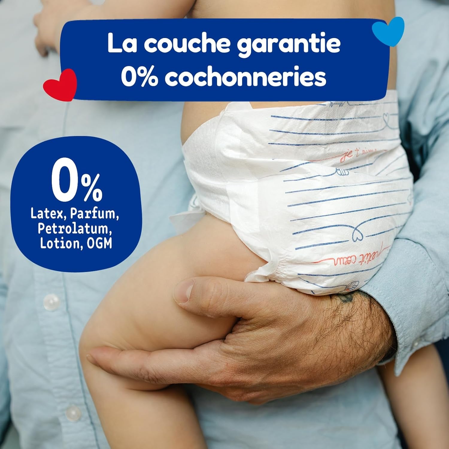Windeln Größe 5 (12–25 kg) – gesund und sehr saugfähig – 12 Stunden Auslaufschutz – keine unerwünschten Stoffe – hergestellt in Frankreich – erschwinglicher Preis – 120 Wegwerfwindeln