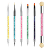 Sularpek 6 Stück Nagel Pinsel, Nail Art Pinsel, Pinsel Nageldesign, Nagel Pinsel Set, Nail Art Dotting Tools Mit 1 Schwammpinsel Applikator, Nageldesign Zubehör Für DIY Nail Art Design