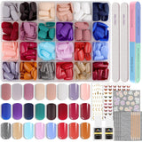 EBANKU 576 Stück kurze Press-on-Nägel mit Nagelkleber, 12 Farben kurze matte Kunstnägel, 8 kurze glänzende Kunstnägel, 4 glitzernde Kunstnägel