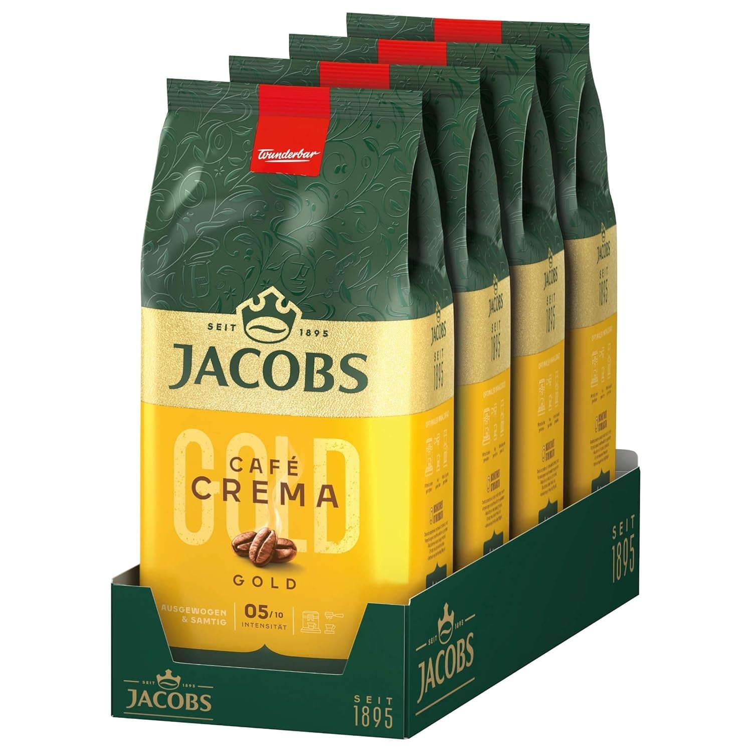 Jacobs Expert Roast Cafe Crema Gold, Kaffee ganze Bohnen (4 x 1 kg)
