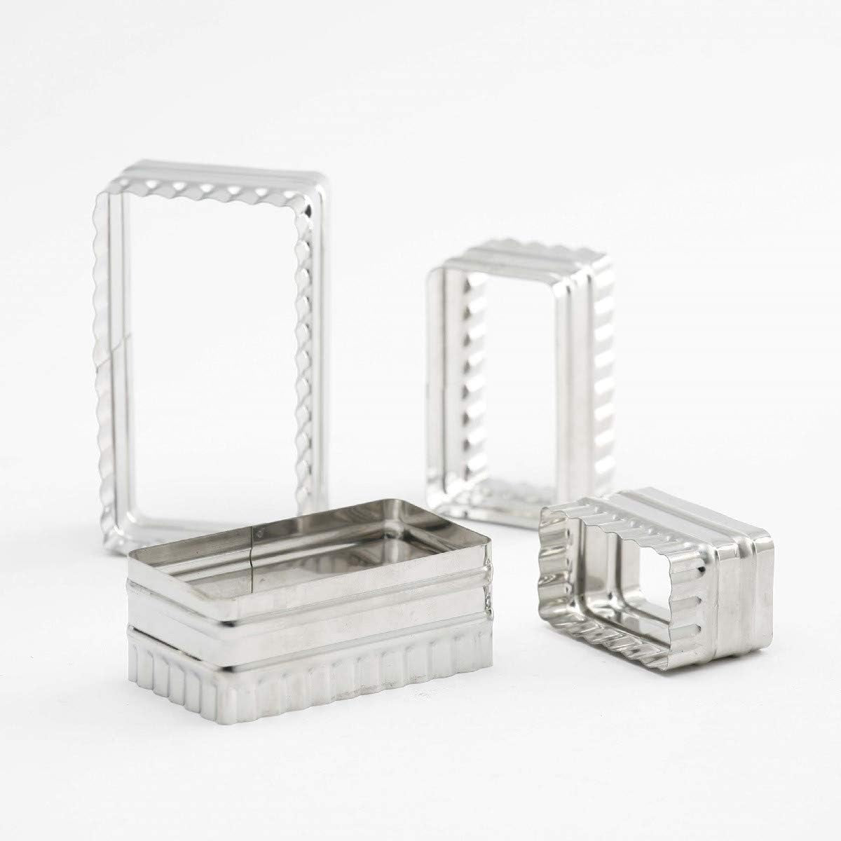 Set Thermohauser Keksdosen (Edelstahl), rechteckig, gewellter Rand, 6,4x3,7 - 11,4x6,7 cm, silber