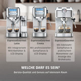 CASO EspressoGourmet Crema – Siebträger-Espressomaschine mit Milchaufschäumer, Espresso, Cappuccino, Edelstahl-Siebträger, ULKA 20-bar-Pumpe, Kaffeemaschine, gemahlener Kaffee, ESE-Kapseln