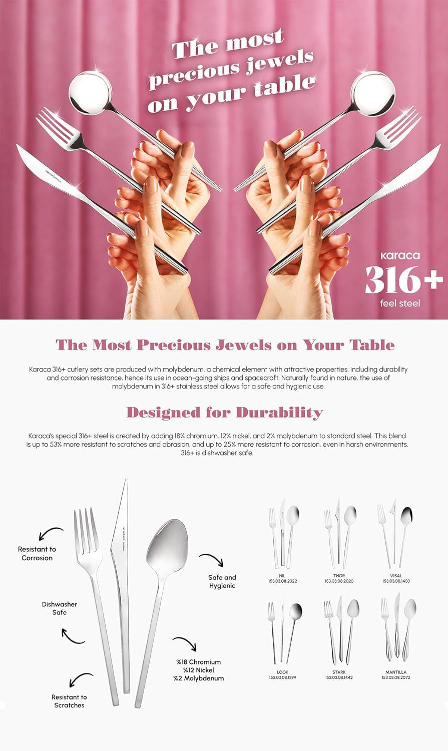 Karaca Amour, 84er Besteckset für 12 Personen Kitchen Naty Shop