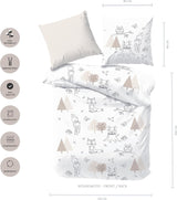 Kinderbettwäsche, Fuchs, Eule und Waldtiere, 100 % Baumwolle. Bettwäsche – Kinder Naty Shop