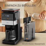 KRUPS Grind Aroma XL Espressokocher, abnehmbares konisches Mahlwerk, digitales Bedienfeld, XL-Kapazität (1,5 l), Warmhaltefunktion, Glaskaraffe, Schwarz/Edelstahl, KM842810