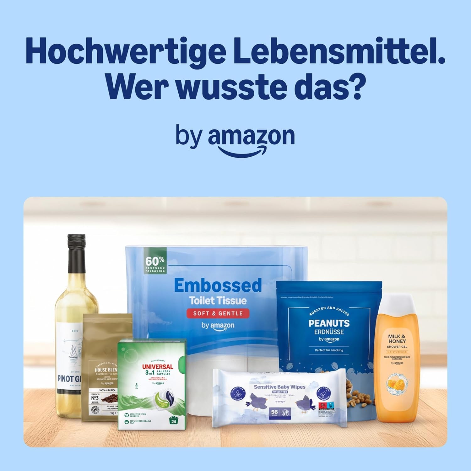Amazon Ultra Sensitive Baby-Feuchttücher, 1080 Tücher, parfümfrei, 18er-Pack mit 60 Tüchern (ehemals Marke Amazon, identisches Produkt)