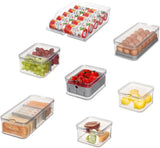 iDesign Aufbewahrungsboxen, Kühlschrank-Organizer mit Deckel im 5er-Set, Lebensmittel-Aufbewahrungsboxen aus recyceltem Kunststoff zum Ordnen von Verbrauchsmaterialien, durchsichtig und weiß Naty Shop Lebensmittel-Aufbewahrungsboxen transparent, grau, 7er-Set