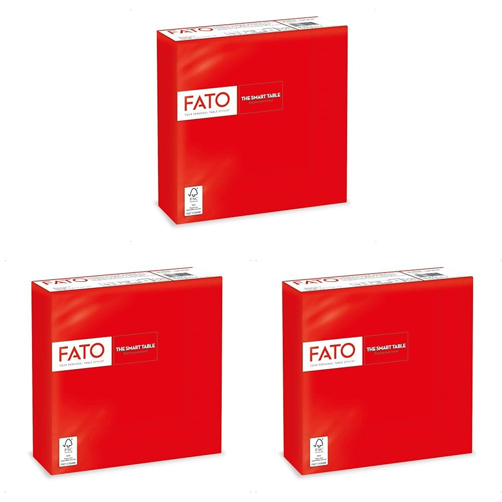 - Einweg-Papierservietten, ideal für zwanglose Mittagessen und Buffets, 50er-Pack Servietten, Größe 33 x 33, 4-fach gefaltet, 2-lagig, rot, 100 % reines Zellulosepapier, FSC-zertifiziert