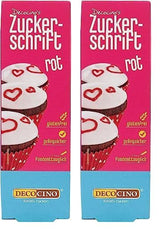 Decocino Red Sugar Lettering – Schriftzug mit Lebensmittelfarbe – Praktische Tube zum Beschriften von Fondant und Zuckerguss – Backdekorationen für Kuchen, Torten und Cupcakes! (2er-Pack)