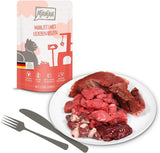 MjAMjAM – Premium-Nassfutter für Katzen – Mischpackung I – Huhn, Rind, Herzen, 12er-Pack (12 x 125 g), getreidefrei mit extra Fleisch