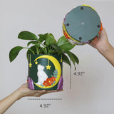 GUGUGO Niedliche Mondkatzen-Blumentöpfe, einzigartiger Blumentopf mit Drainage, Regenbogenfarben, kleine Zimmerpflanzentöpfe, lustige Sukkulenten-Gartentöpfe, Geschenk, Heimdekoration (C)