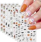 Nagelsticker Halloween, 8 Blätter Halloween Nagelsticker, Kürbis Nail Sticker, Nail Art, Nagel Charms, Nagel Zubehör, Nageldesign, Weihnachten (Typ A)