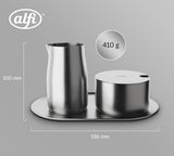 alfi Milch- und Zuckerset, matte Oberfläche, hochwertiges Milch- und Zuckerset aus Edelstahl, elegantes Design, spülmaschinenfest, langlebig