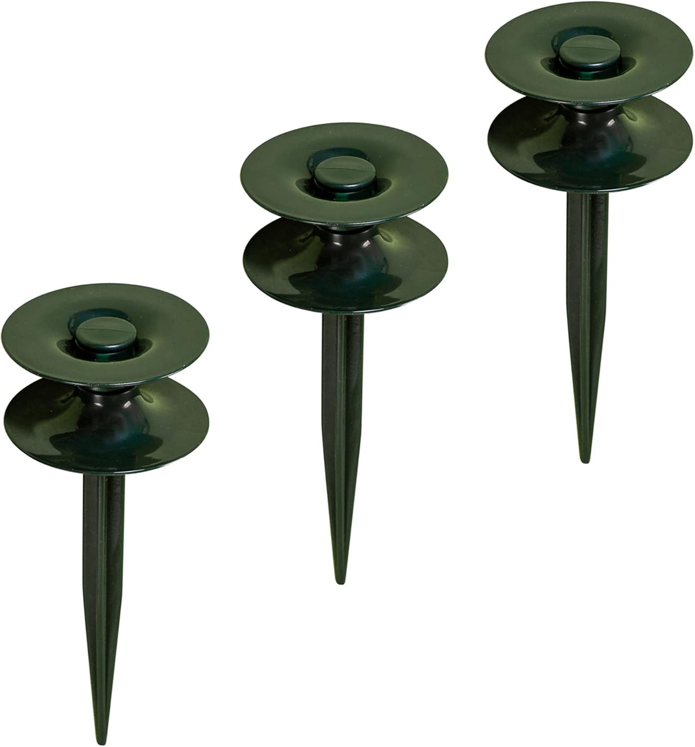 3er-Set Schlauchführungen, grün, 24 x 9 cm | Gartenschlauch- und Kabelführung mit Erdanker | Schlauchtrommel zum Schutz von Beeten und Hauswänden | Haspel für Gartenschlauch und Kabel