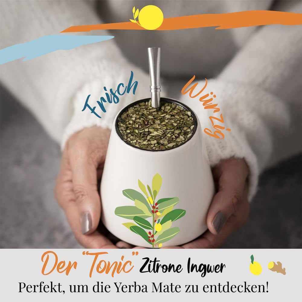 ORIGEENS BIO YERBA MATE MIT ZITRONE UND INGWER 200 G – Der energetisierende Tee I Bio Yerba Mate Tee, ungeröstet, Blätter, ohne Stiele und Staub