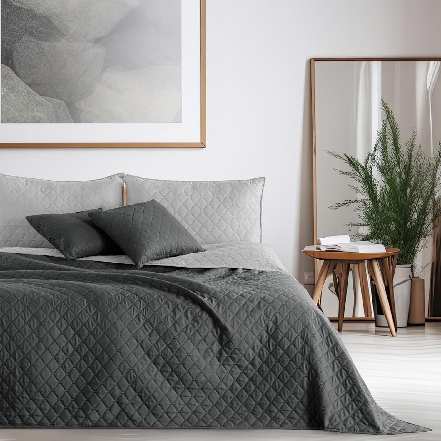 Decoking Tagesdecke 200 x 220 cm Graphit Anthrazit Silbergrau Zweiseitige Tagesdecke pflegeleicht Axel Beds and Blankets Besuchen Sie den DecoKing-Store