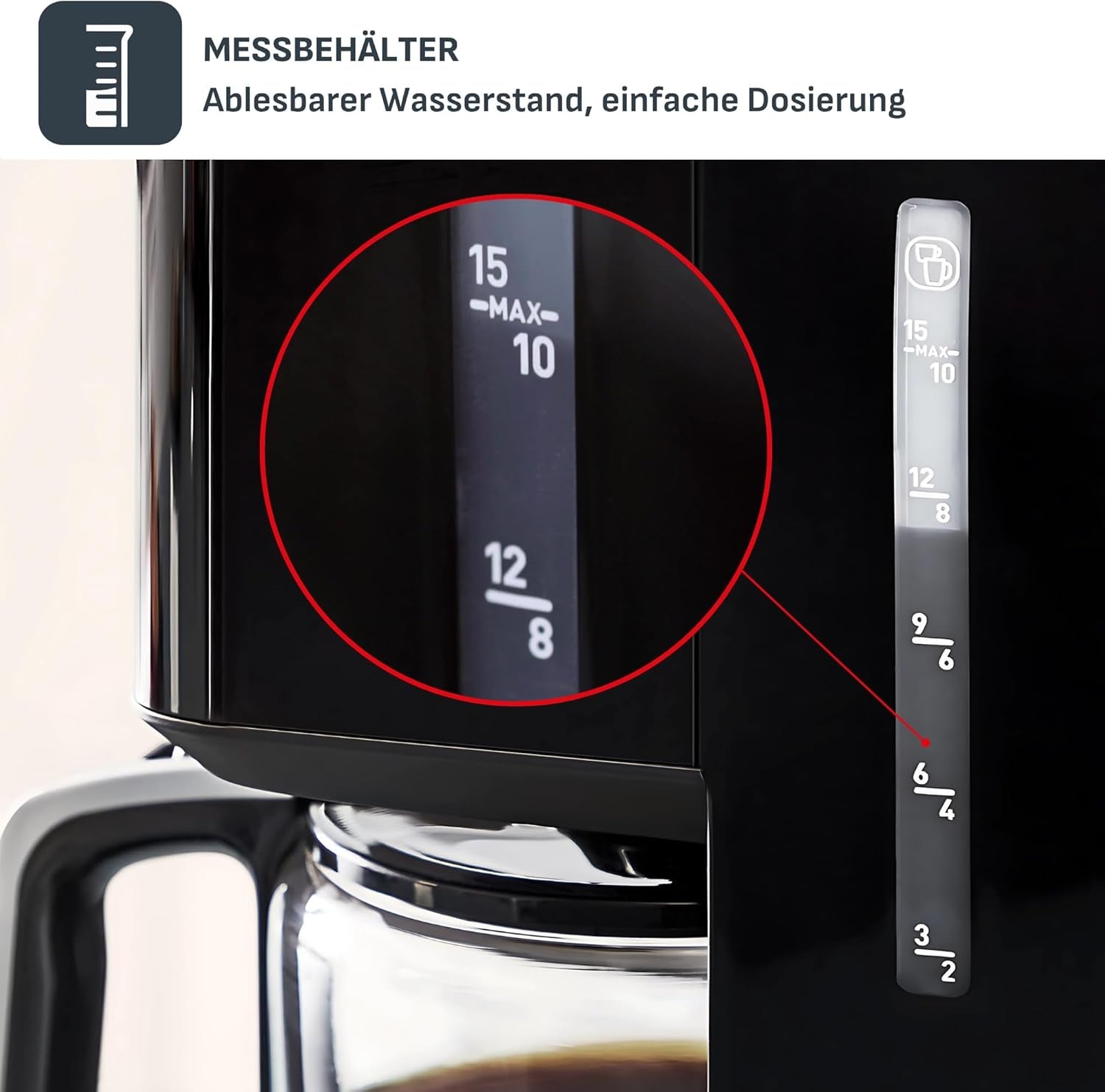 Tefal Smart'n Light Espressomaschine mit Timer, Espressomaschine mit programmierbarem Filter 1,25 l, Aromafunktion für intensives Aroma, Warmhaltefunktion, Anti-Tropf und leicht zu reinigen, Schwarz