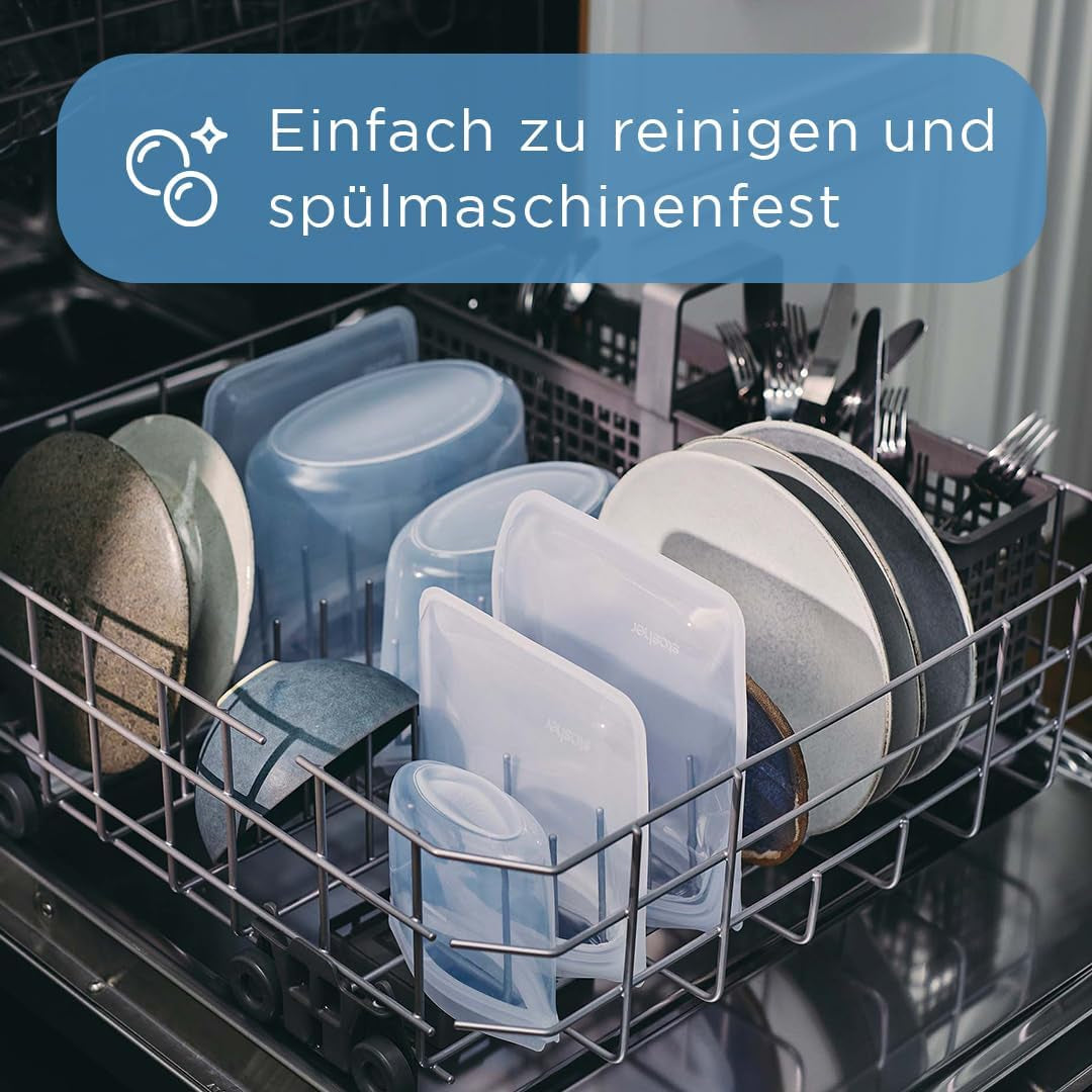 Stasher Bag Wiederverwendbarer Premium-Lebensmittelbeutel aus Silikon, halbe Gallone, blau, langlebig, backofen-, spülmaschinen- und gefriergeeignet, umweltfreundliche Lunchtasche, Lebensmittelzubereitung, 1893 ml, Aufbewahrungsboxen für Lebensmittel, Naty Shop
