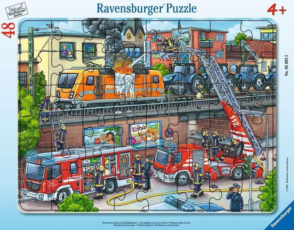 Ravensburger Kinderpuzzle – 05093 Feuerwehreinsatz auf Bahngleisen – Puzzle für Kinder ab 4 Jahren, mit 48 Teilen Puzzle Naty Shop Transport