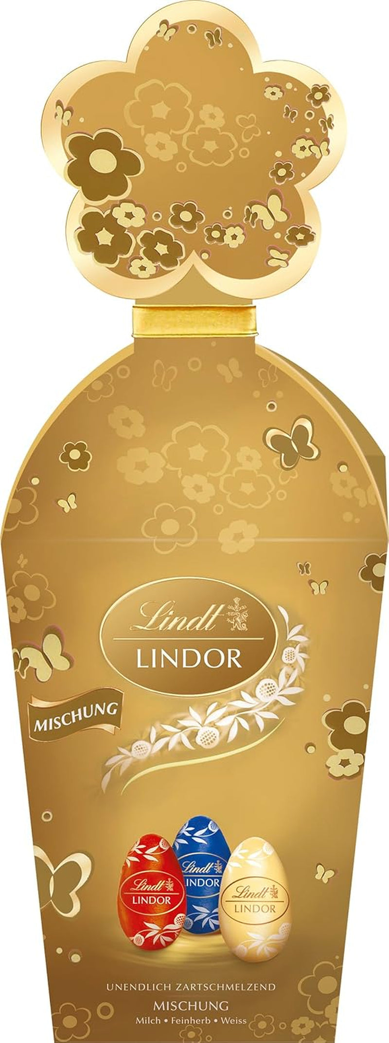 Ostermischung Lindt Schokolade LINDOR | Schachtel 144g | LINDOR-Eier, die auf der Zunge zergehen, in drei Varianten: Milchschokolade, Zartbitterschokolade, Haselnuss | Osterschokolade | Geschenk aus Schokolade | 1 Packung