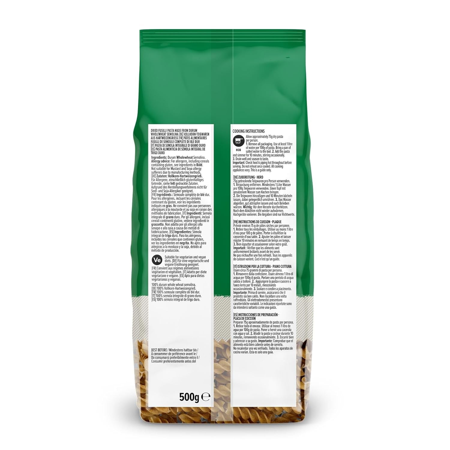 Vollkorn-Fusilli von Amazon, 500g