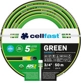 CELLFAST Gartenschlauch, 5-lagiger Wasserschlauch, doppelt geflochten, grenzüberschreitender Bewässerungsschlauch, UV-beständig, Anti-Algen, flexibel, 30 bar, 3,4 Zoll, 50 Meter, Grün