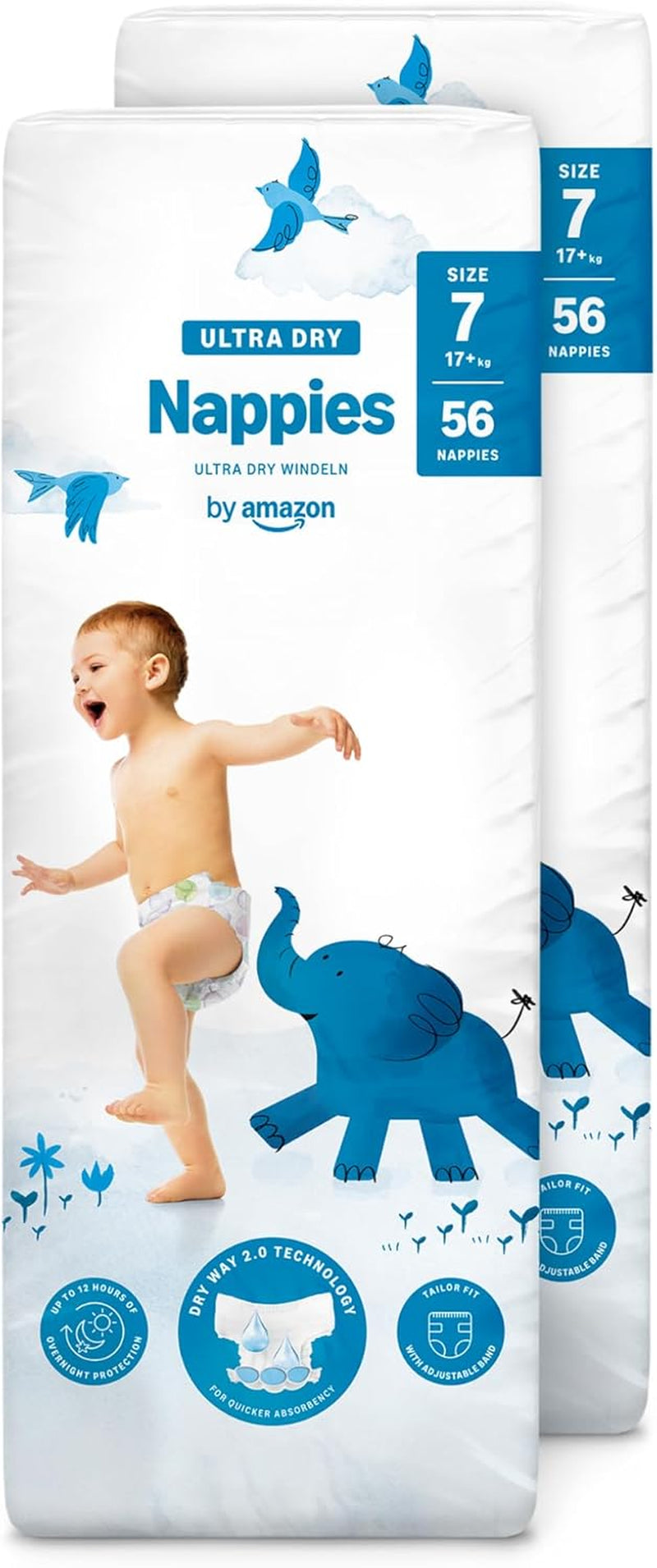 Amazon Ultra Dry Windeln, Größe 1 (2–5 kg) – Monatsbox, Weiß, 96 Stück (2 Packungen à 48 Stück) (ehemals Marke Mama Bear, identisches Produkt)