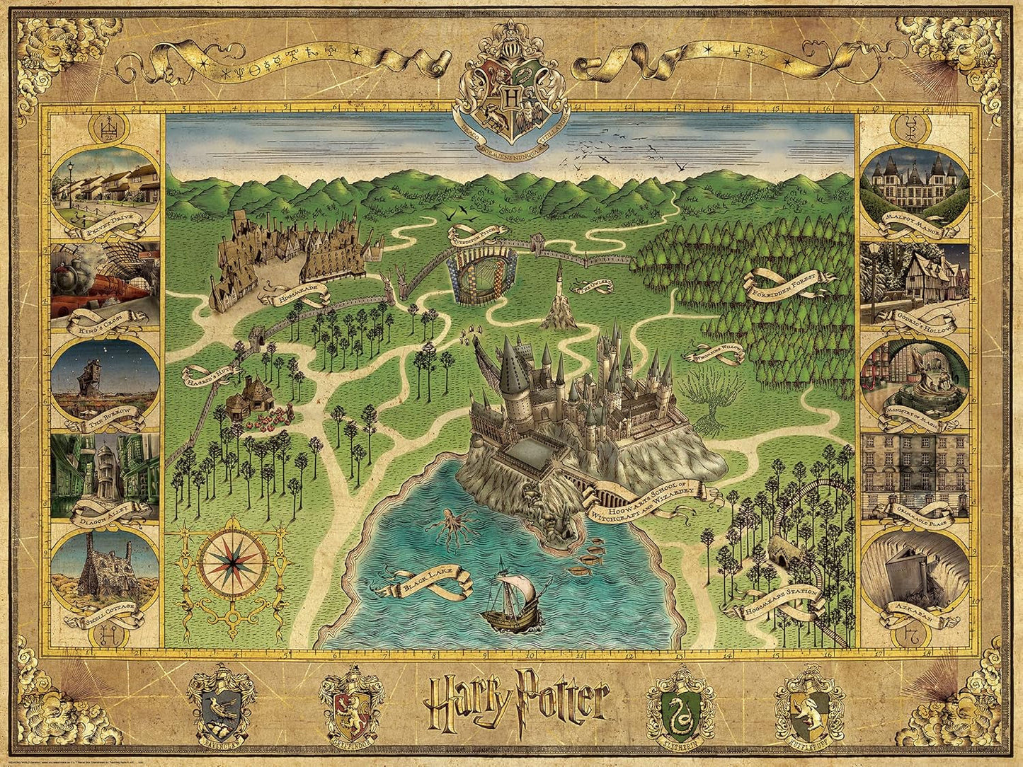 Ravensburger Puzzle 12000720 – Hogwarts-Karte – 1500-teiliges Puzzle für Erwachsene und Kinder ab 14 Jahren, Harry-Potter-Fanartikel-Puzzle, Naty Shop, altes Design