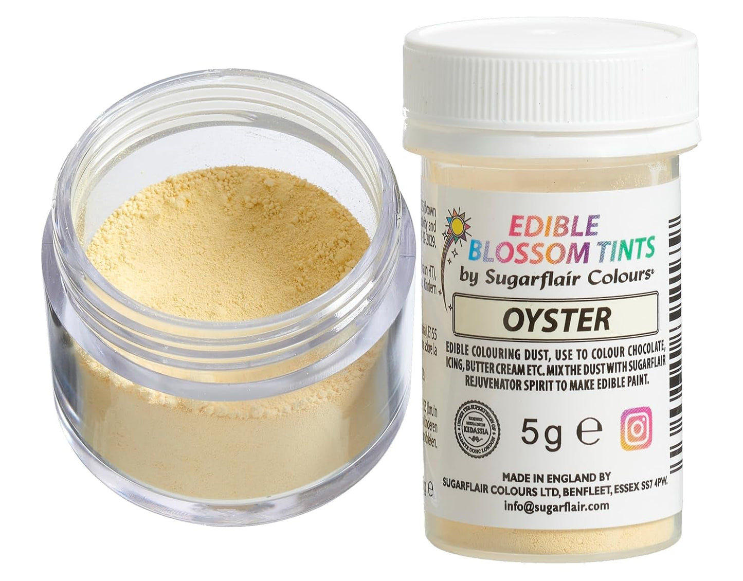 Sugarflair Blossom Tint Dust Oyster Lebensmittelfarbpulver – Lebensmittelfarbpulver für Kuchendekoration, Zuckerpaste, Fondant, Glasur, Schokolade, Buttercreme, Macarons und mehr – 5 g