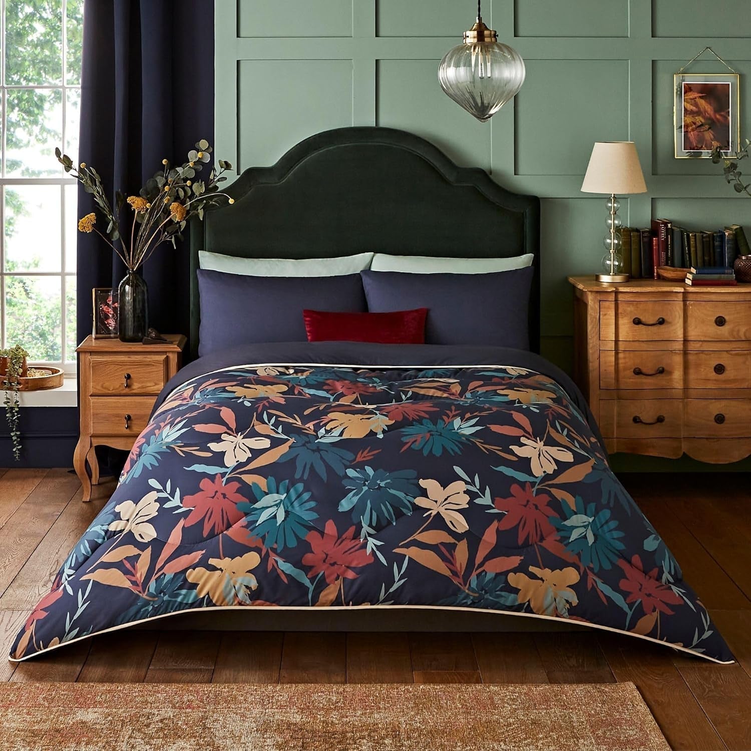 Gemütliche Sherpa-Fleecedecke von Night Lark, klassisches rotes Schottenkaro, 9 Tog, luxuriös, flauschig, dick und wendbar, perfekt für Couch, Bett, Couch, Couch. Hypoallergen, maschinenwaschbar, Größe: Betten und Bettdecken, Nachtlark, Herbstblumen, Einzelbett