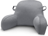Lesekissen, Bettruhekissen für Erwachsene und Kinder, bequemes Samt-Rückenkissen mit Armlehnen, Taschen und Griff zum Sitzen im Bett, Rückenkissen zum Lesen, Lernen und Fernsehen