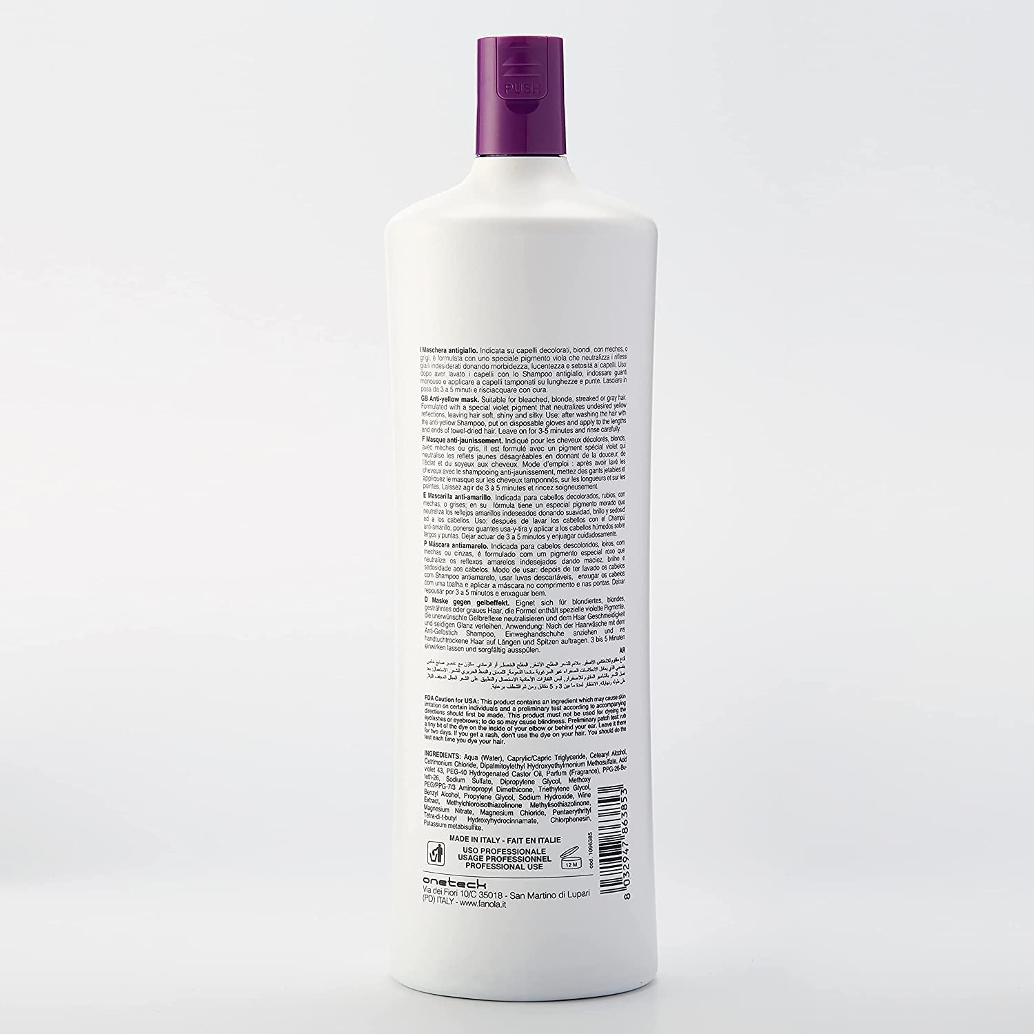 Fanola No Yellow Mask – Pflegekur, 1 Liter Naty Shop Haarmaske