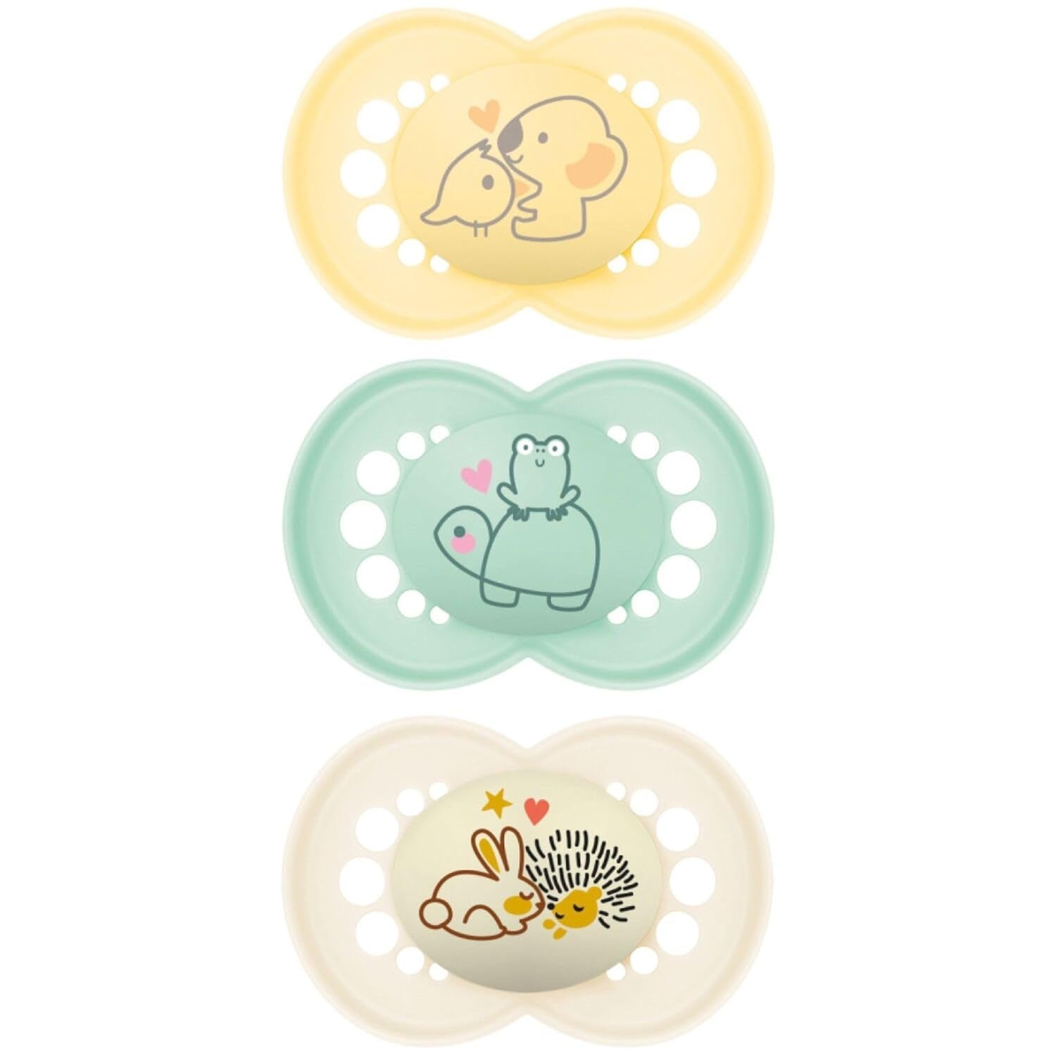 MAMA | Originaler beiger Schnuller ab 18 Monaten (3er-Pack) zufällige Farbauswahl – Ultraweicher symmetrischer Silikonsauger – Anatomisch geformter Babyschnuller für optimale Mundentwicklung