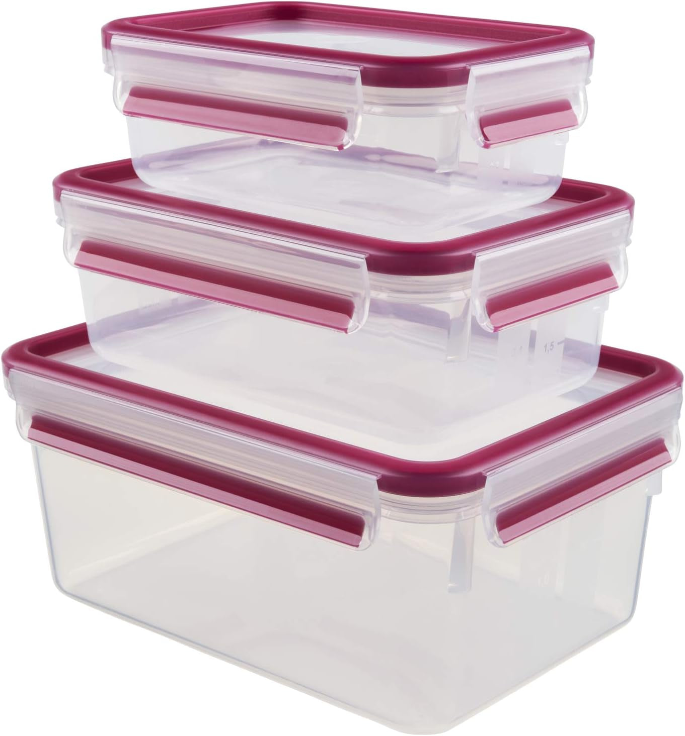 Emsa 515585 Lebensmittel-Clip & Verschluss | 3-teiliges Set | Kunststoff | transparent / grün | 0,55 / 1 / 2,2 Liter Frischhaltedosen Naty Shop Raspberry 0,55 L+1,00 L+ 2,20 L