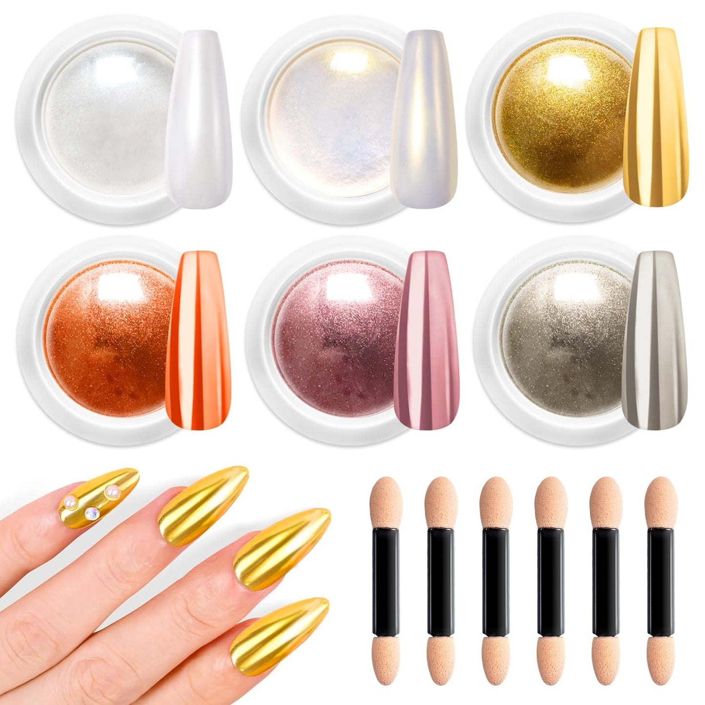 BISHENGYF Rose Gold Chrome Nail PowderNeue Upgrade Grosse Kapazitä Chrom PulverSuper-Spiegeleffekt Metall Mirror Chrome Powder –Neon Glassy Pearl Effect Glitter Nagelkunst Pulver Für DIY Salon