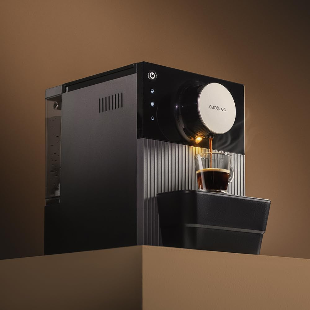 Cecotec Cremmaet Cube Kompakt-Espressomaschine, 1350 W, Presssystem 10 g, Vorinfusionssystem, 19 bar, Thermoblock-System, 5 Mahleinstellungen, Touch-Bedienfeld