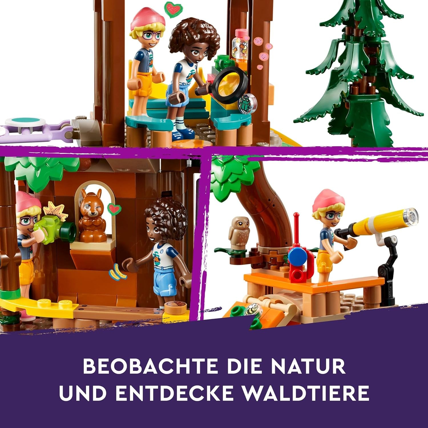 LEGO Friends Baumhaus im Abenteuercamp, Spielset für Mädchen und Jungen ab 8 Jahren mit 5 Figuren und 5 Tieren, Geschenkidee für kreative Spiele, Sportspielzeug, Puppenhaus 42631 Bausets Besuchen Sie den LEGO-Store