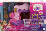 Mattel Disney Princess Verwandlungsspielset Kutsche zum Schloss mit kleiner Aurora-Puppe, 3 Ebenen, 6 Spielbereiche, 4 Figuren, Möbel und Zubehör HWX17 Naty Shop Dolls