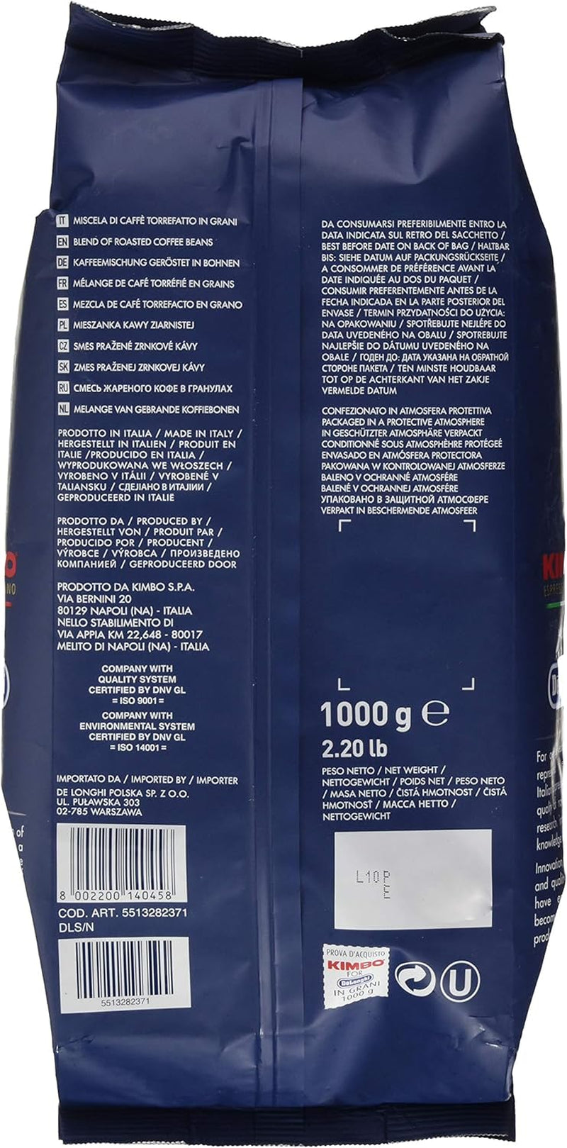 De'Longhi Caffe Classic (Grani) Kimbo geröstete Kaffeebohnen / 1 kg
