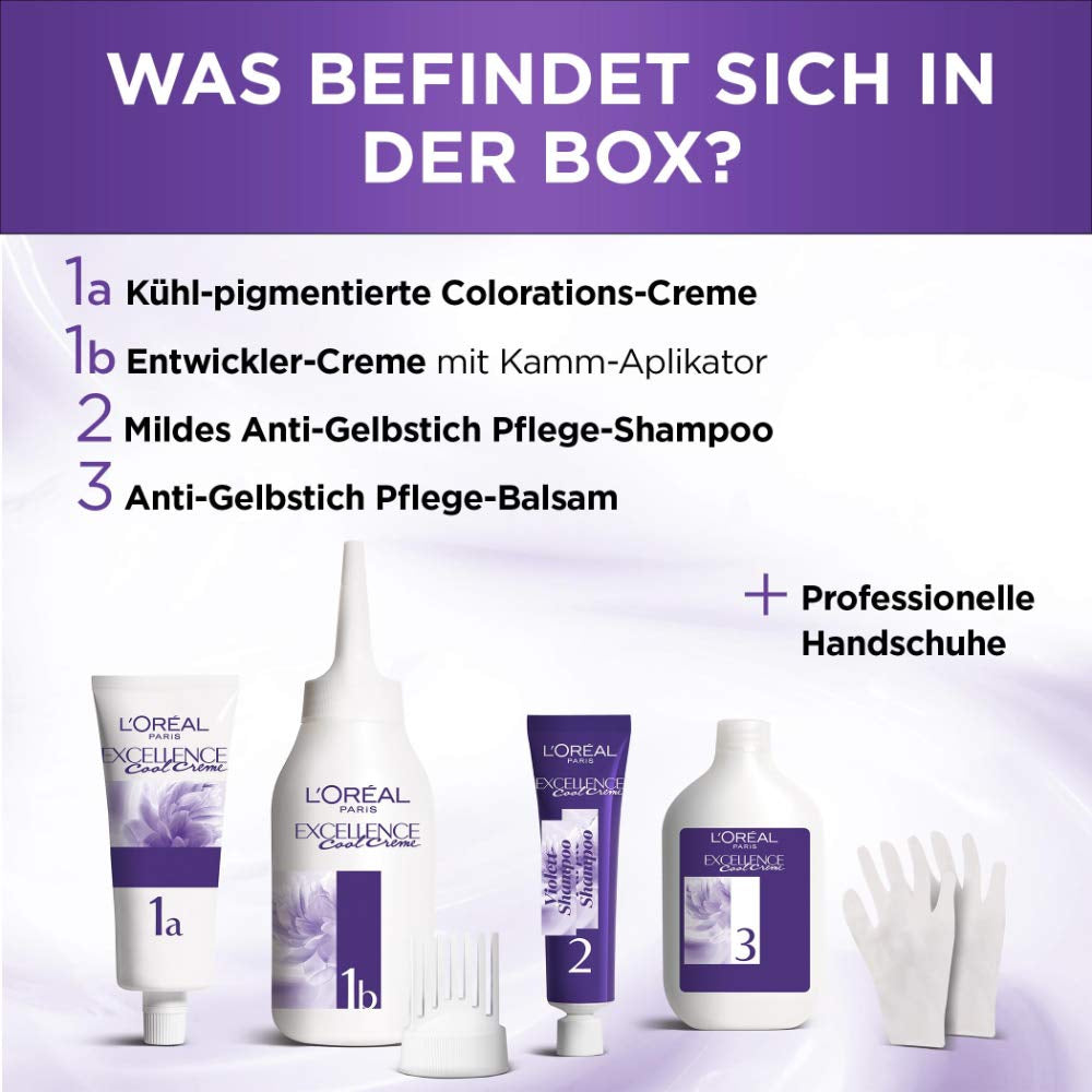 L'Oréal Paris Permanente Haarfarbe mit ultra coolem Farbergebnis, 100 % Abdeckung grauer Haare, Set mit Coloration, Shampoo und Pflegecreme, Excellence Cool Creme, Nr. 7.11 Ultra cool medium blond (Blond) Naty Shop Haarfarbe