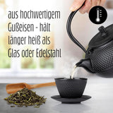 Lumaland 8-teiliges Teeservice | 1,4 Liter Tetsubin-Teekanne aus Gusseisen | Gusseisenheizung | 2 Teetassen und 2 Untertassen | Japanisches Teeservice inklusive Messlöffel aus Bambus und Teesieb aus Edelstahl