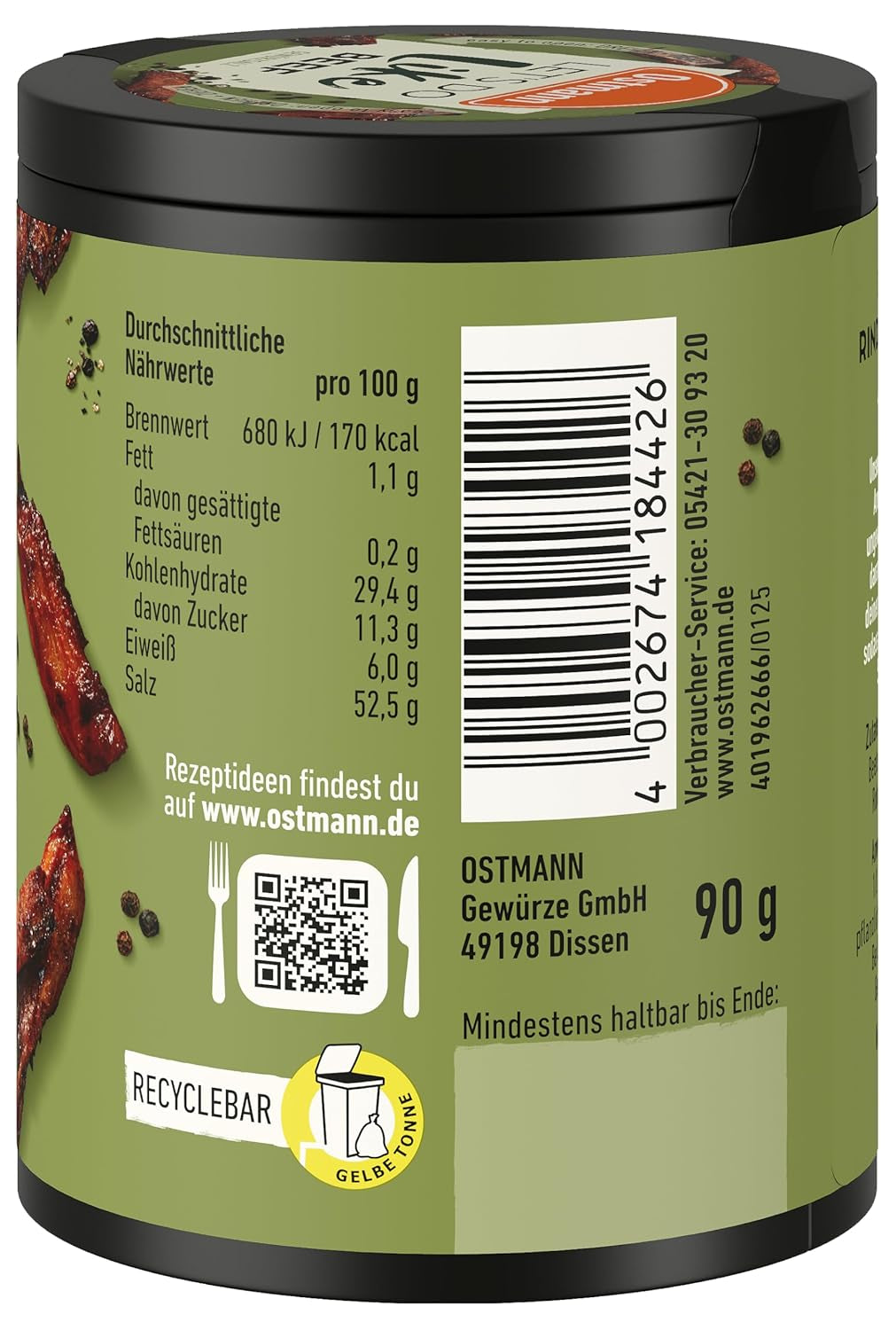 Ostmann Gewürze - Let's Do Like Beef | Rindfleisch-Geschmack für ungewürzte Fleischersatzprodukte | Gewürzsalz für Seitan, Tofu und vegetarische und vegane Gerichte | 90 g in Metalldose recyclebar