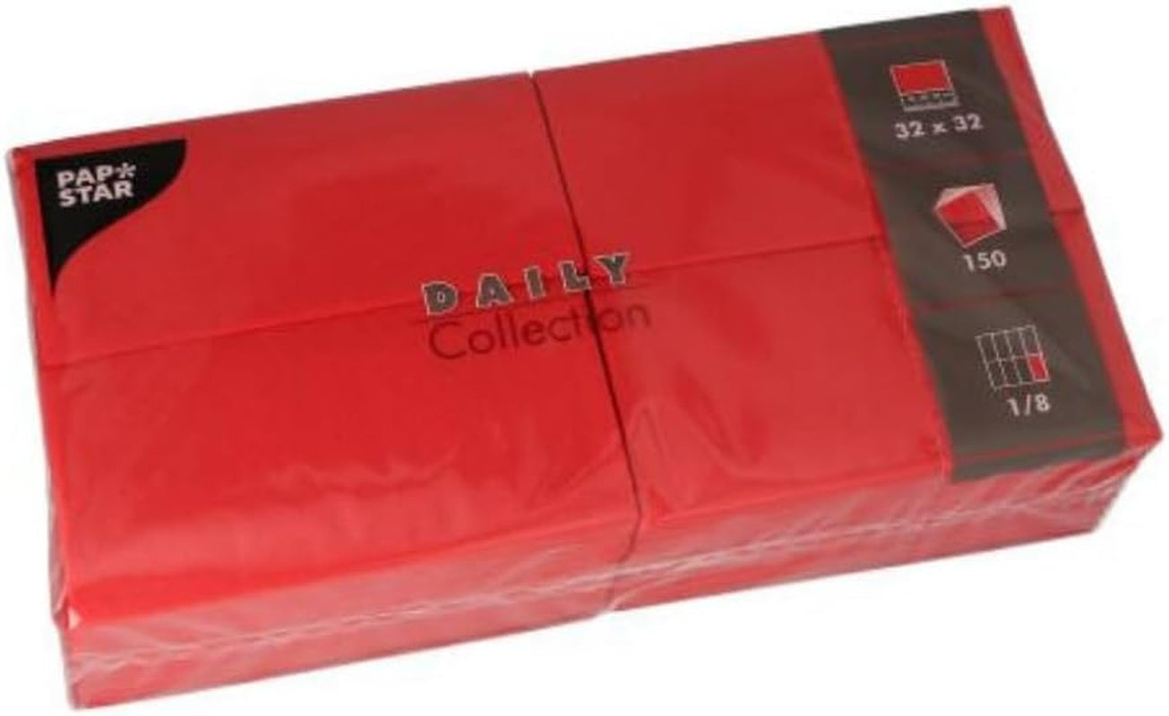 PAPSTAR 150 Servietten „Daily Collection“ 1/8-Falz 32 cm x 32 cm rot