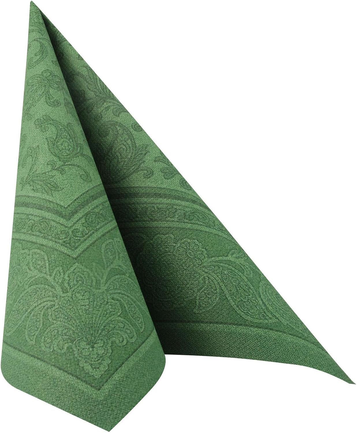 50 Servietten „ROYAL Collection“ 1/4 Falz 40 cm x 40 cm dunkelgrün „Ornaments“