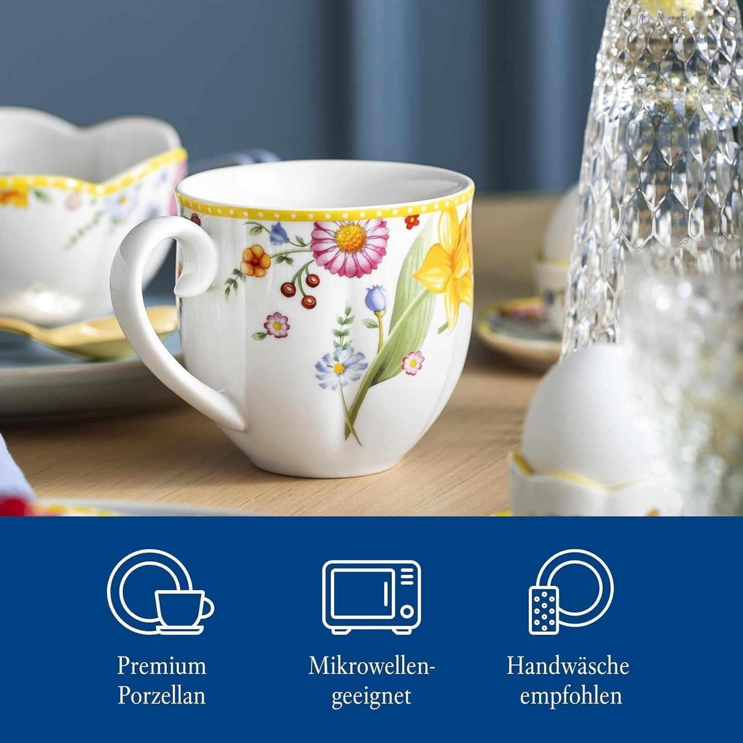 Villeroy & Boch - Frühlingserwachen Frühstücksset für 2, 6-teilig, Ostergeschirr-Set, Frühstück, Ostern, Kaffeeservice, Frühlingsgeschirr, Porzellan