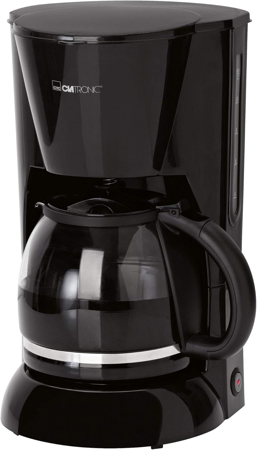 Clatronic® Espressomaschine | Automatische Espressomaschine für 12-14 Tassen (ca. 1,5 Liter) | Espressomaschine mit Filter und Anti-Tropf-System | 900W | Espressor KA 3473 Schwarz